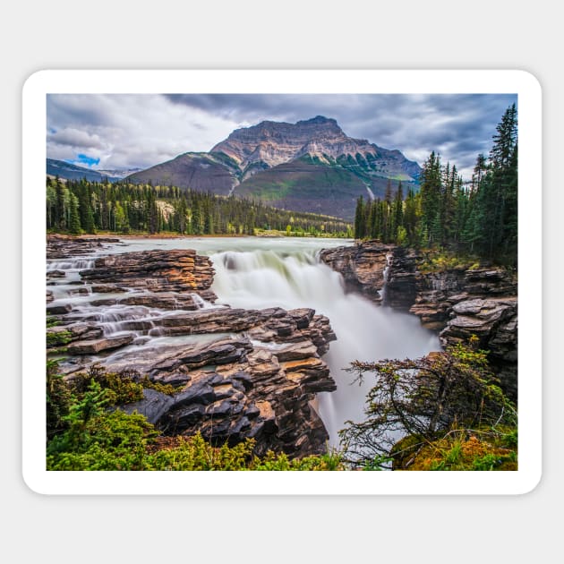 Jasper National Park Athabasca Falls Alberta Canada Banff Sticker by WayneOxfordPh